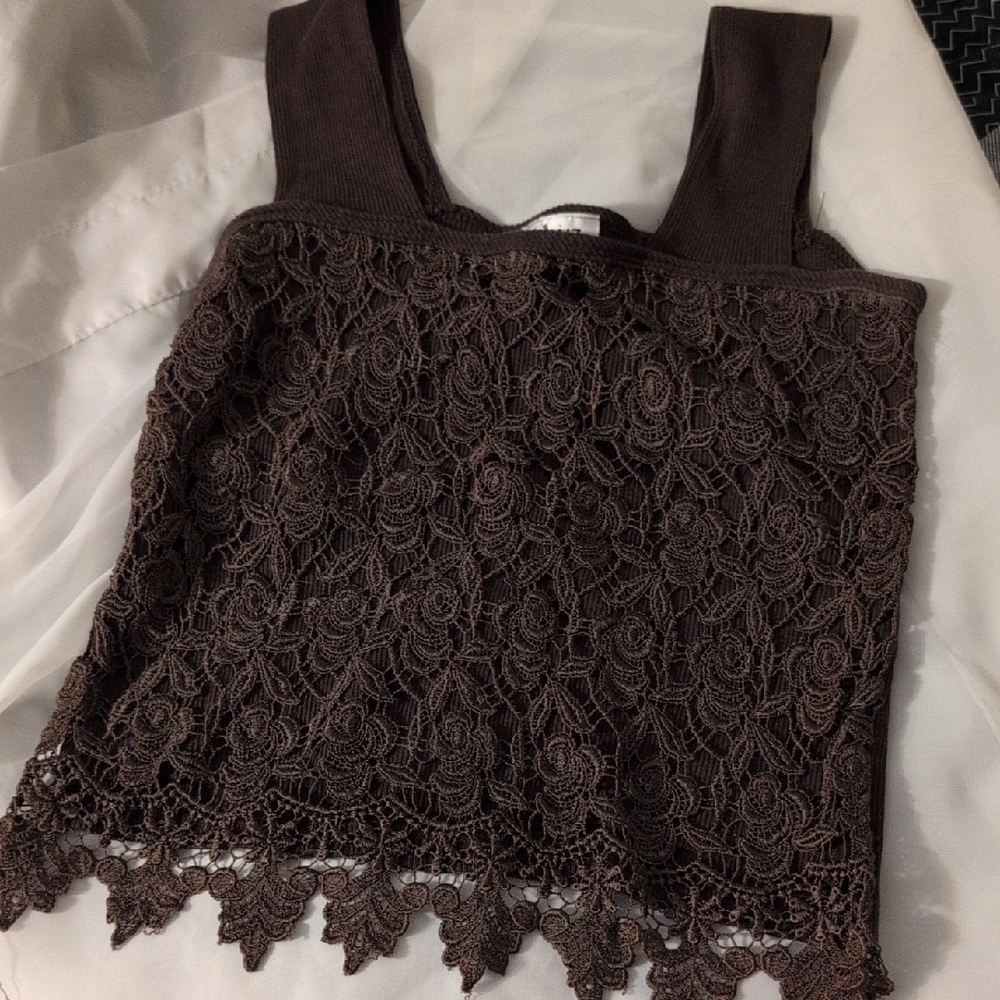 Veja Dark Brown Lace Crop Top